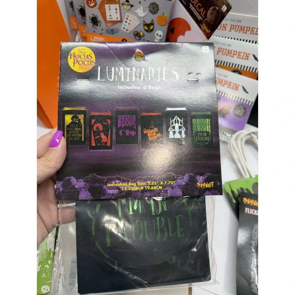 Halloween Party Decor Lot Pumpkins Witch Yard Luminaries Treat Bags Tattoos Saw